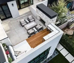 overhead shot of club chairs and corner daybed